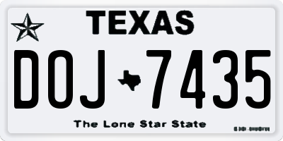 TX license plate DOJ7435