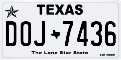 TX license plate DOJ7436