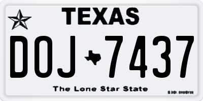 TX license plate DOJ7437