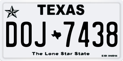 TX license plate DOJ7438