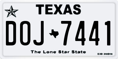 TX license plate DOJ7441