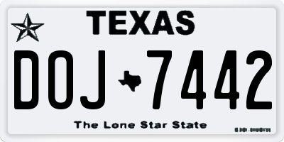 TX license plate DOJ7442