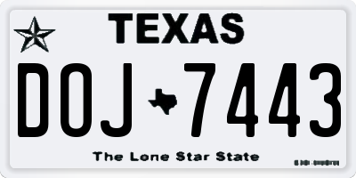 TX license plate DOJ7443