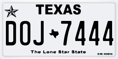 TX license plate DOJ7444