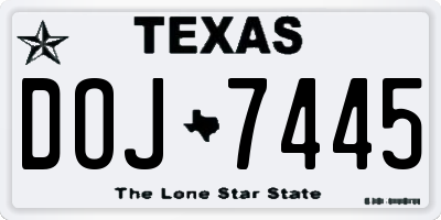 TX license plate DOJ7445