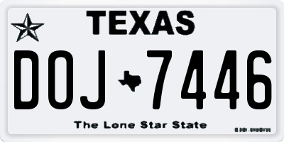 TX license plate DOJ7446