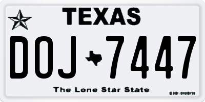 TX license plate DOJ7447