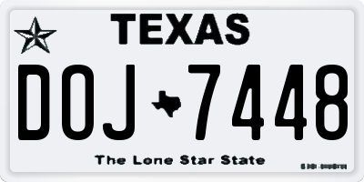 TX license plate DOJ7448