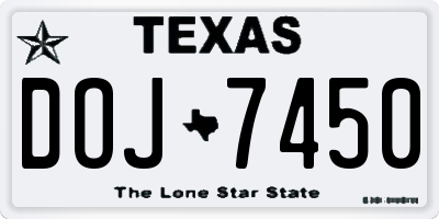 TX license plate DOJ7450