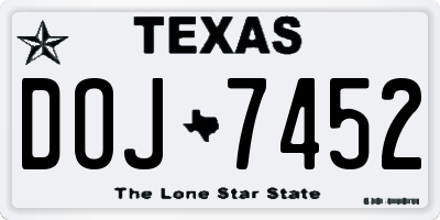 TX license plate DOJ7452