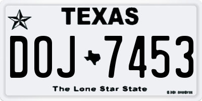 TX license plate DOJ7453