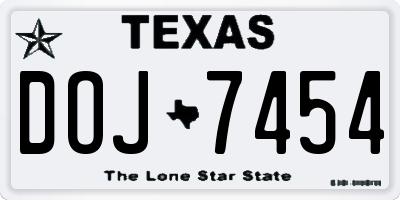 TX license plate DOJ7454