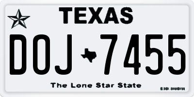 TX license plate DOJ7455