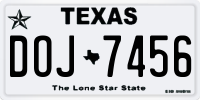TX license plate DOJ7456