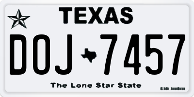 TX license plate DOJ7457