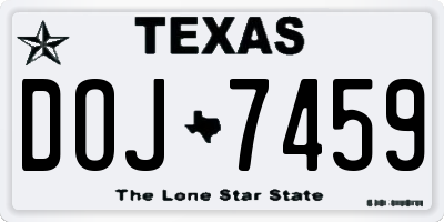 TX license plate DOJ7459