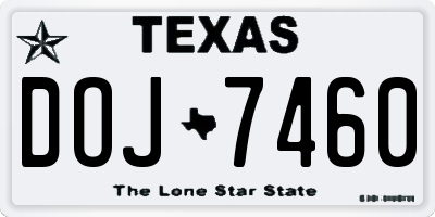 TX license plate DOJ7460