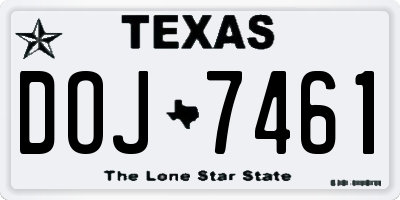 TX license plate DOJ7461