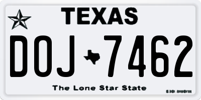 TX license plate DOJ7462