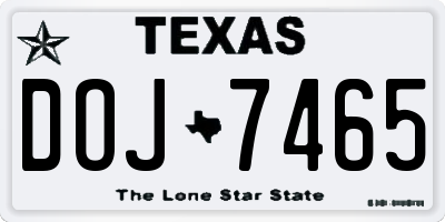 TX license plate DOJ7465