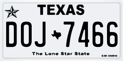 TX license plate DOJ7466