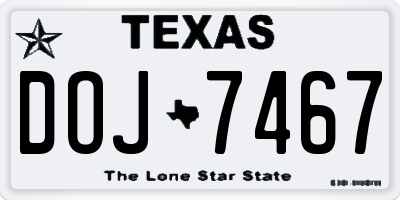 TX license plate DOJ7467