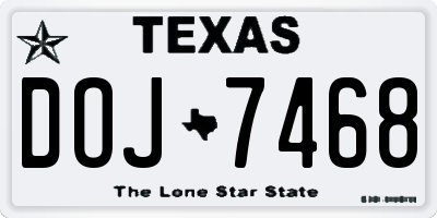 TX license plate DOJ7468
