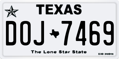 TX license plate DOJ7469