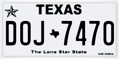 TX license plate DOJ7470