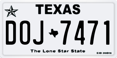 TX license plate DOJ7471