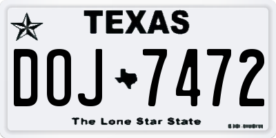 TX license plate DOJ7472