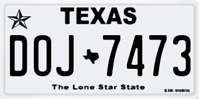 TX license plate DOJ7473