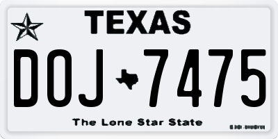 TX license plate DOJ7475