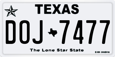 TX license plate DOJ7477