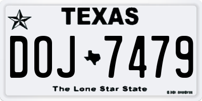 TX license plate DOJ7479