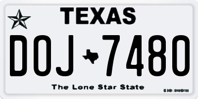 TX license plate DOJ7480