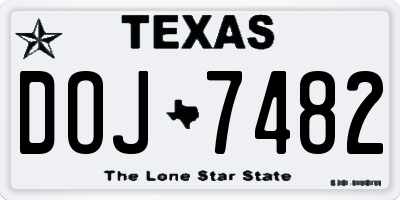TX license plate DOJ7482