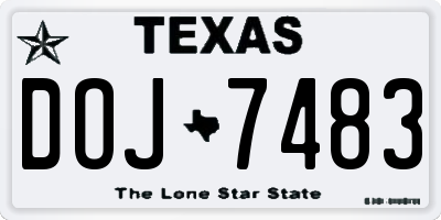 TX license plate DOJ7483