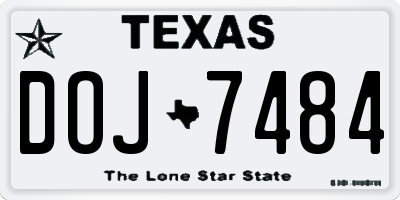 TX license plate DOJ7484