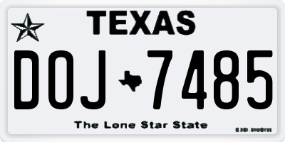 TX license plate DOJ7485
