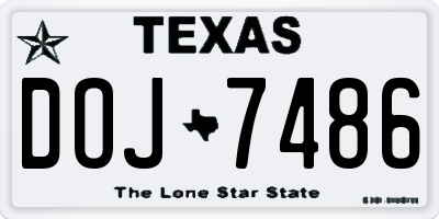 TX license plate DOJ7486