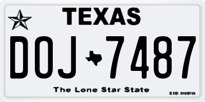 TX license plate DOJ7487