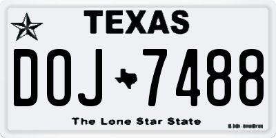 TX license plate DOJ7488