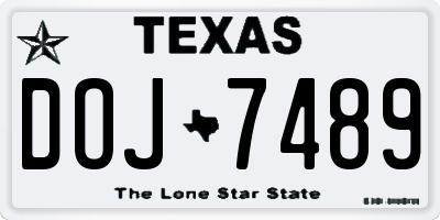 TX license plate DOJ7489