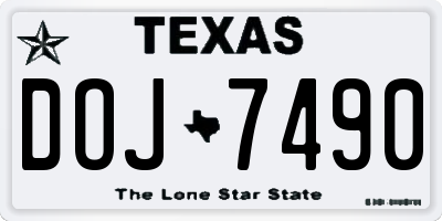 TX license plate DOJ7490