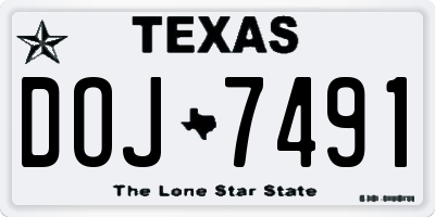 TX license plate DOJ7491