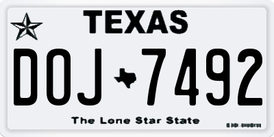 TX license plate DOJ7492