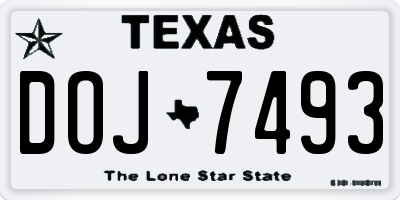 TX license plate DOJ7493