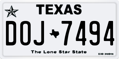 TX license plate DOJ7494