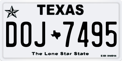 TX license plate DOJ7495